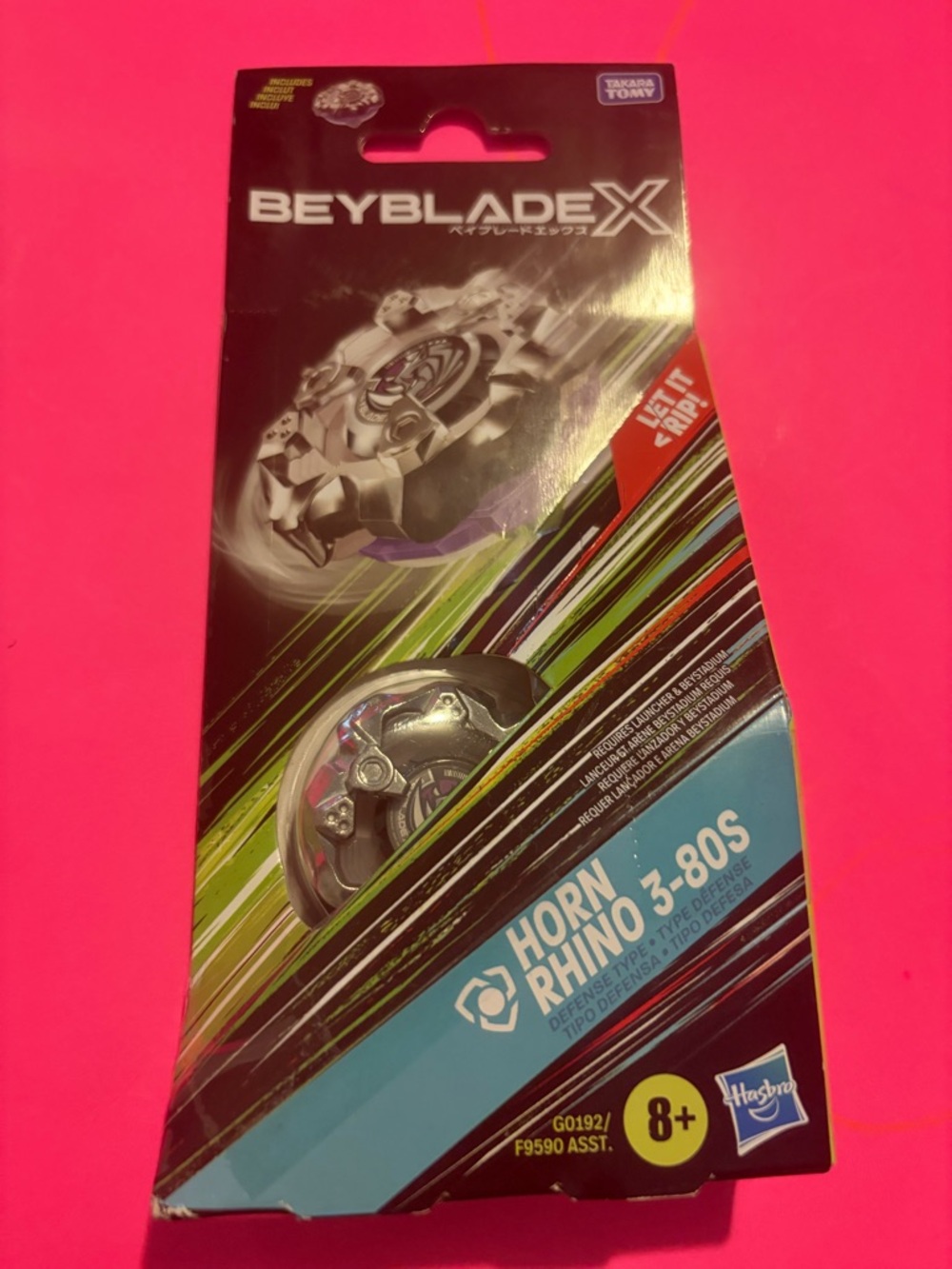 Hasbro Beyblade X Horn Rhino 3-80S - Silver‎ with Blue Accent